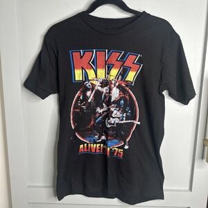 KISS Alive in 75‎ Black Graphic Black Rock and Roll Unisex Size Medium